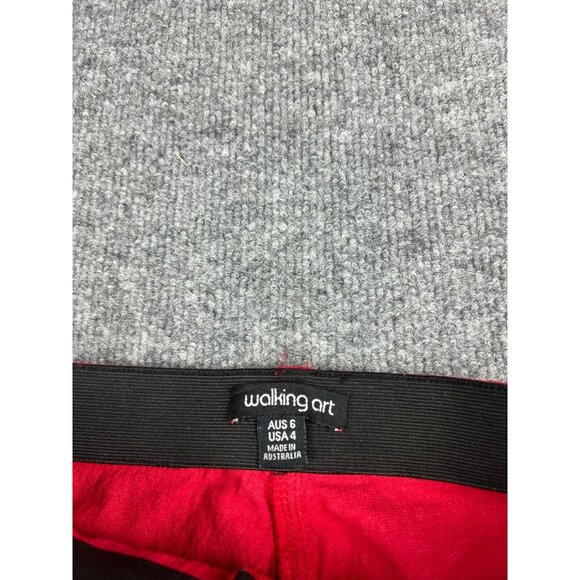 Walking Art Australia Women's 4 Red Floral Slim Leg Pull On Pants High Rise - Picture 2 of 8